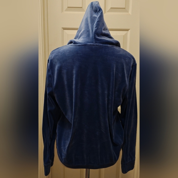 Fila Blue Velour Half Zip Hoodie w Black Logo. - Picture 5 of 14